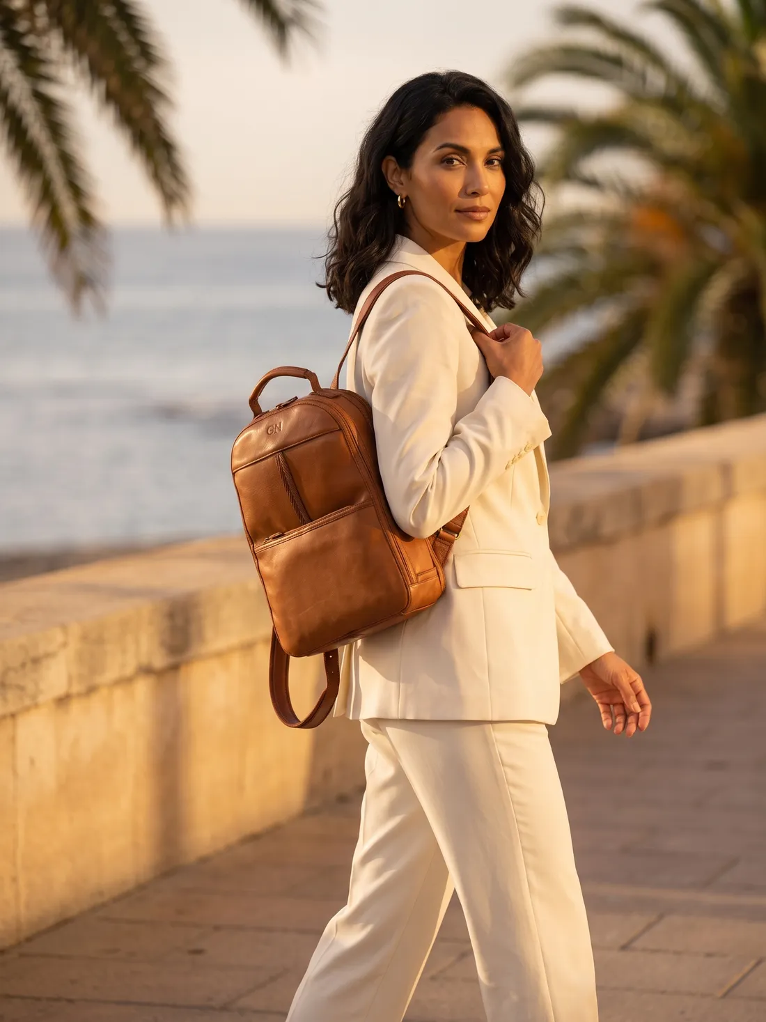 GÖN Handmade Muşa Backpack worn — carried in Tan, from the campaign