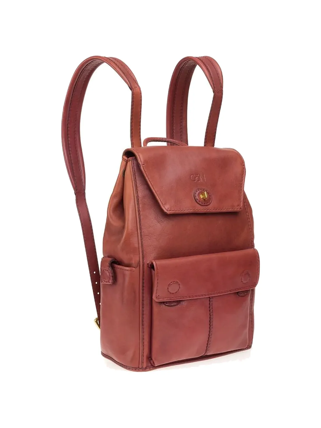 GÖN Handmade Leather Backpack in Brick — view 2