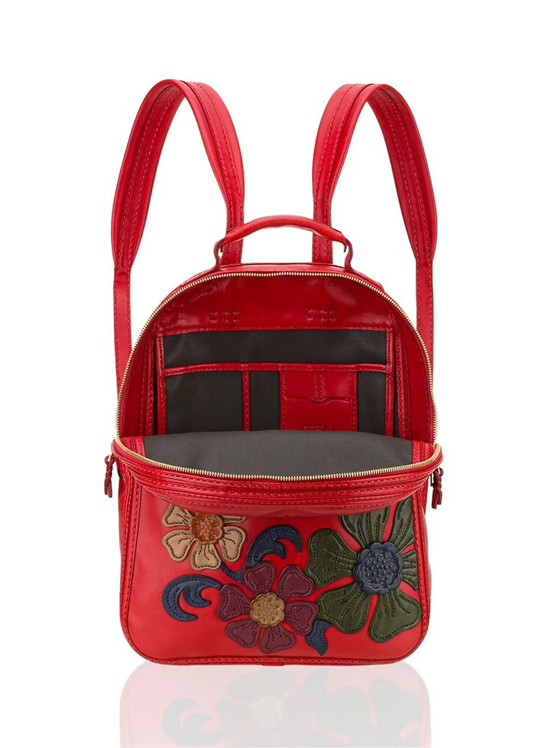GÖN Handmade Flower Appliqué Backpack in Red — view 4