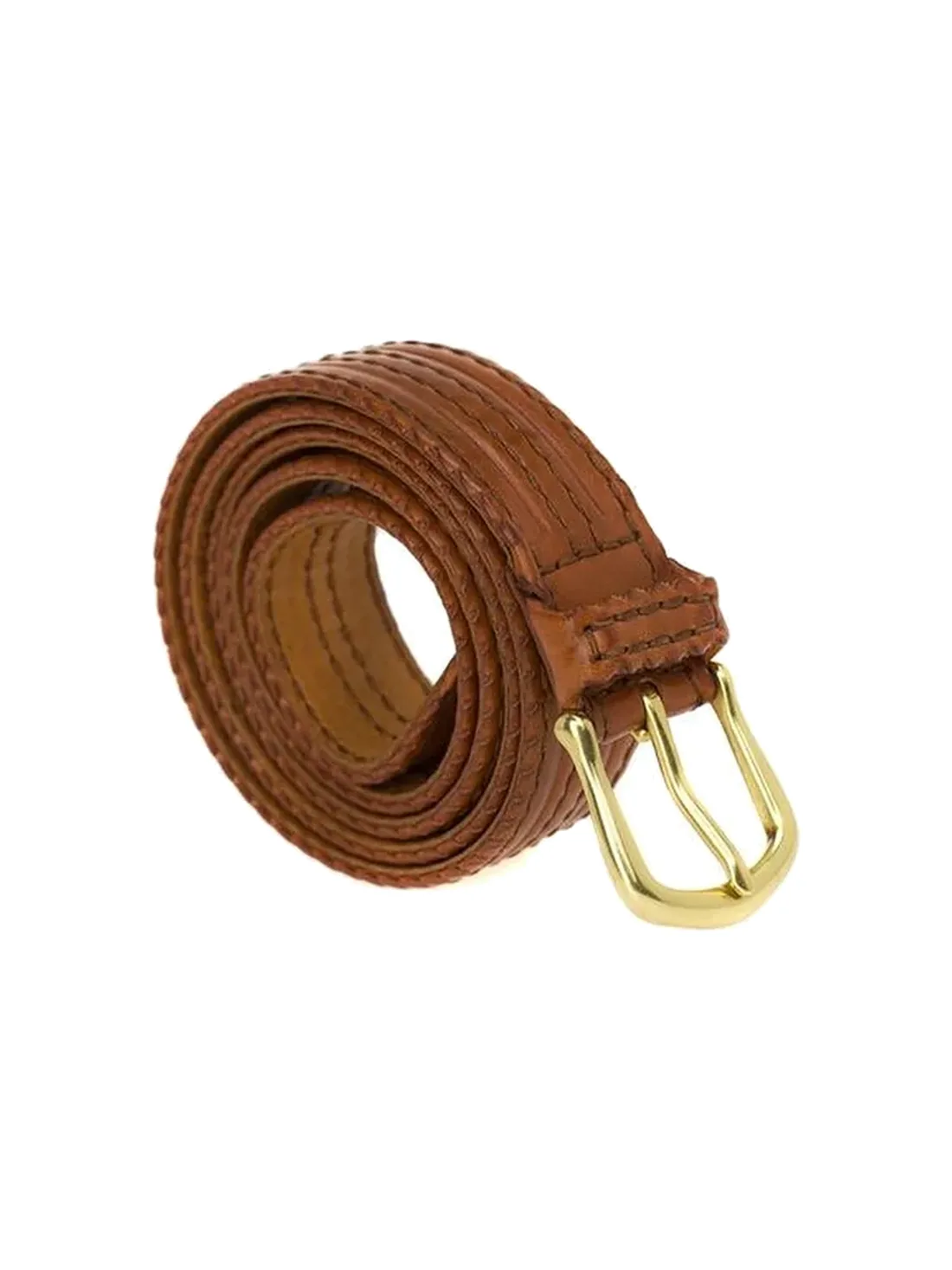 GÖN tan hand-tooled leather belt
