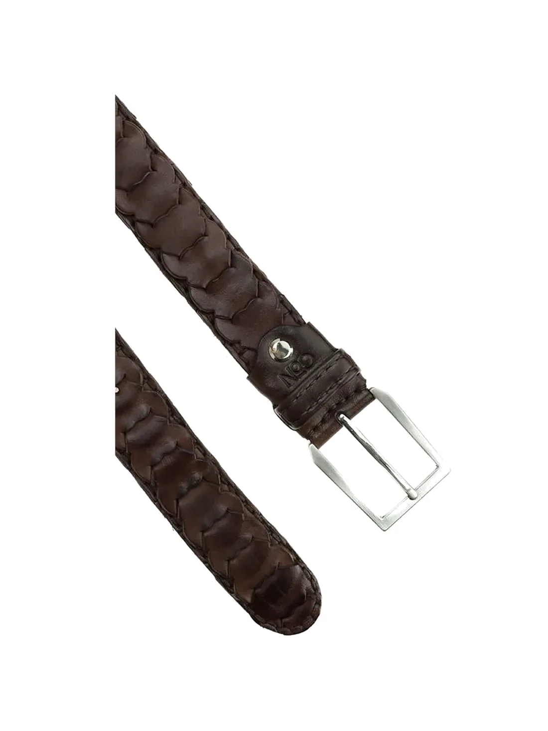 GÖN Handmade Slim Braided Belt in Coffee — view 2