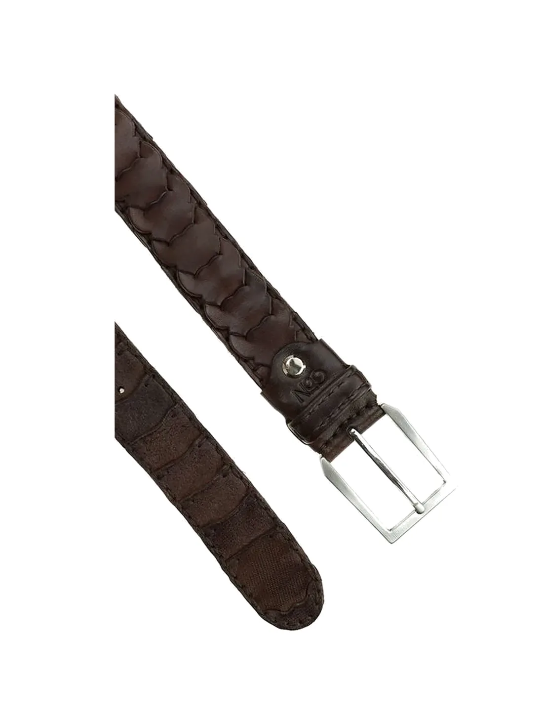 GÖN Handmade Slim Braided Belt in Coffee — view 3