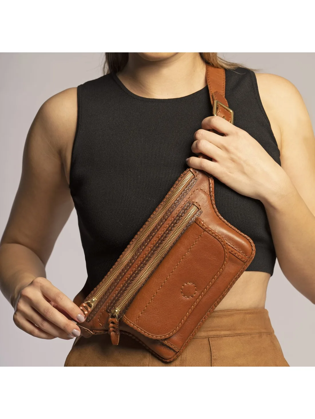 GÖN Handmade Sot Belt Bag in Tan — view 2