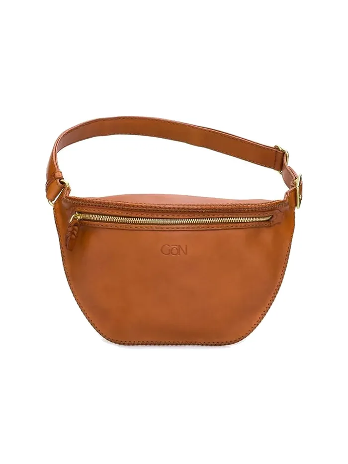 GÖN tan smooth leather belt bag
