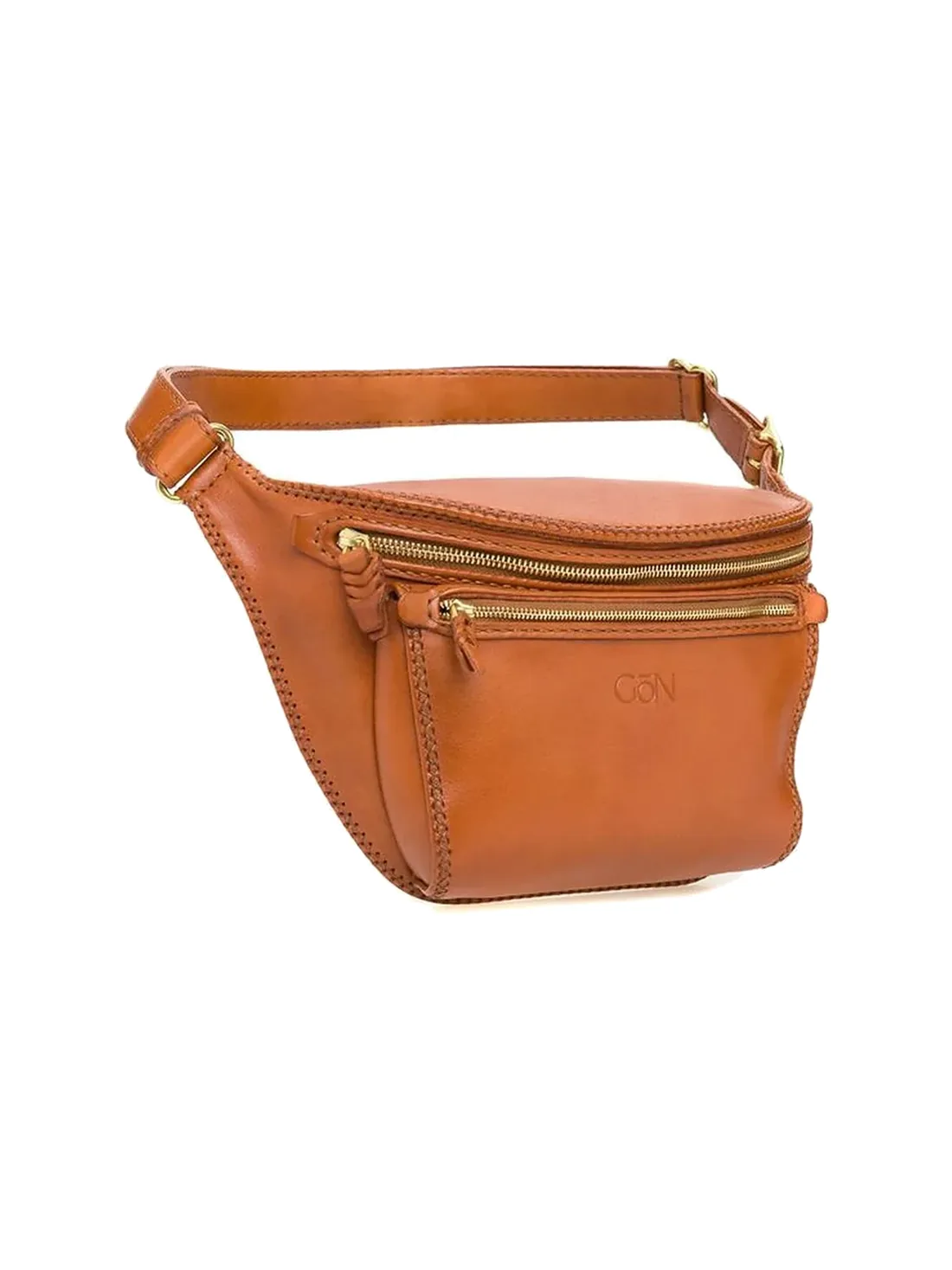 GÖN Handmade Double-Zip Belt Bag in Tan — view 2