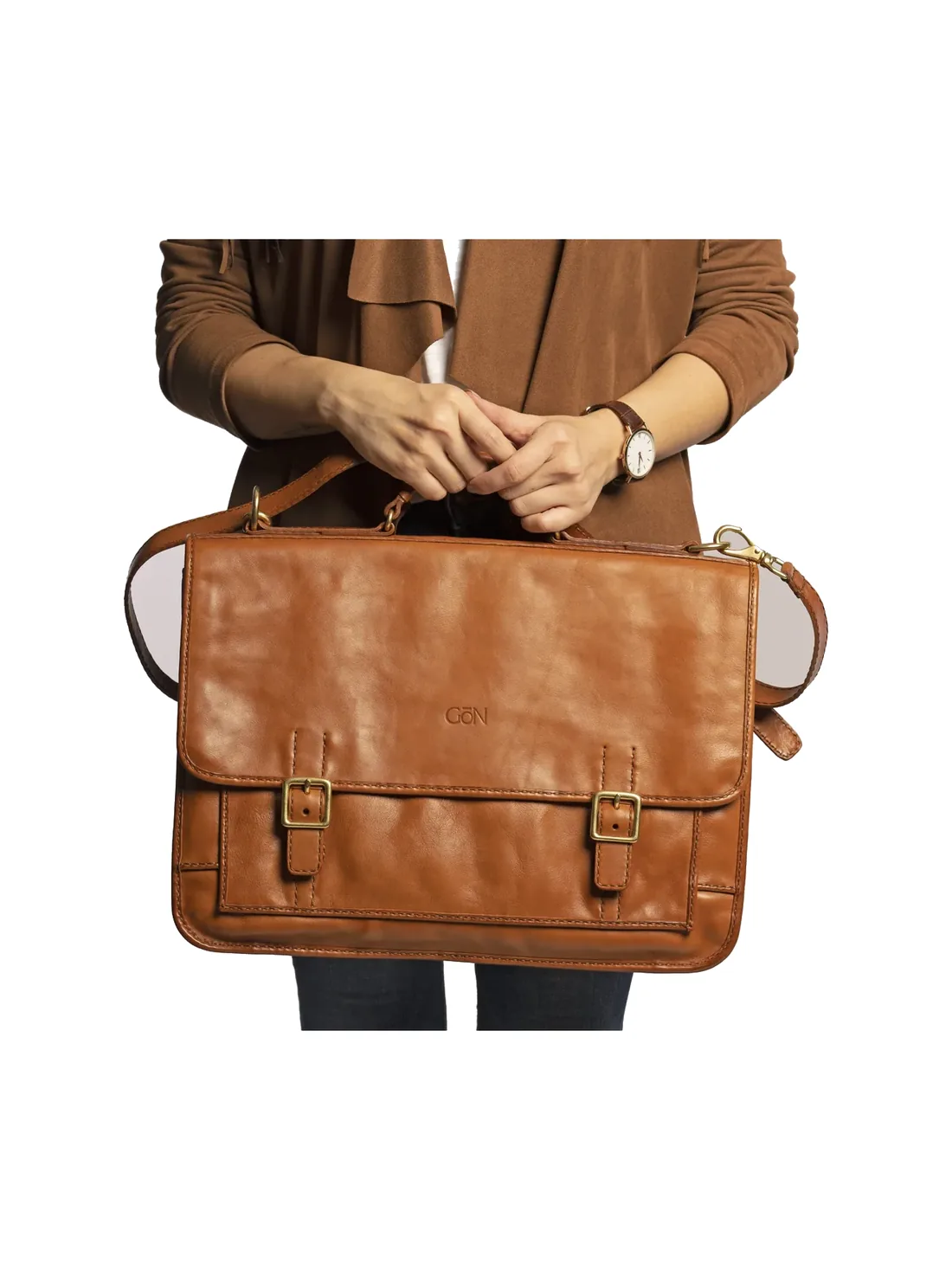 GÖN Handmade Holm Briefcase in Tan — view 4