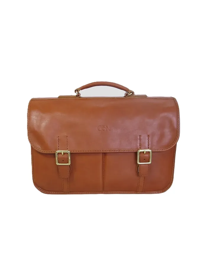 GÖN Lupe briefcase in tan leather