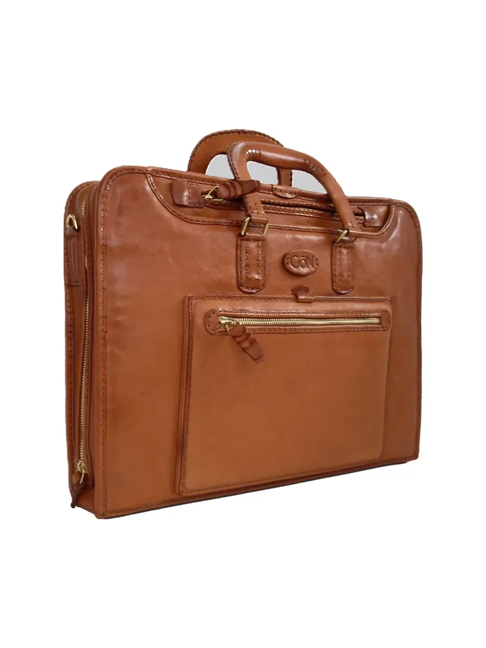 GÖN Lebi briefcase in tan leather