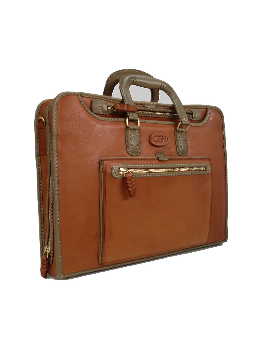 GÖN Lebi Multi briefcase in tan leather