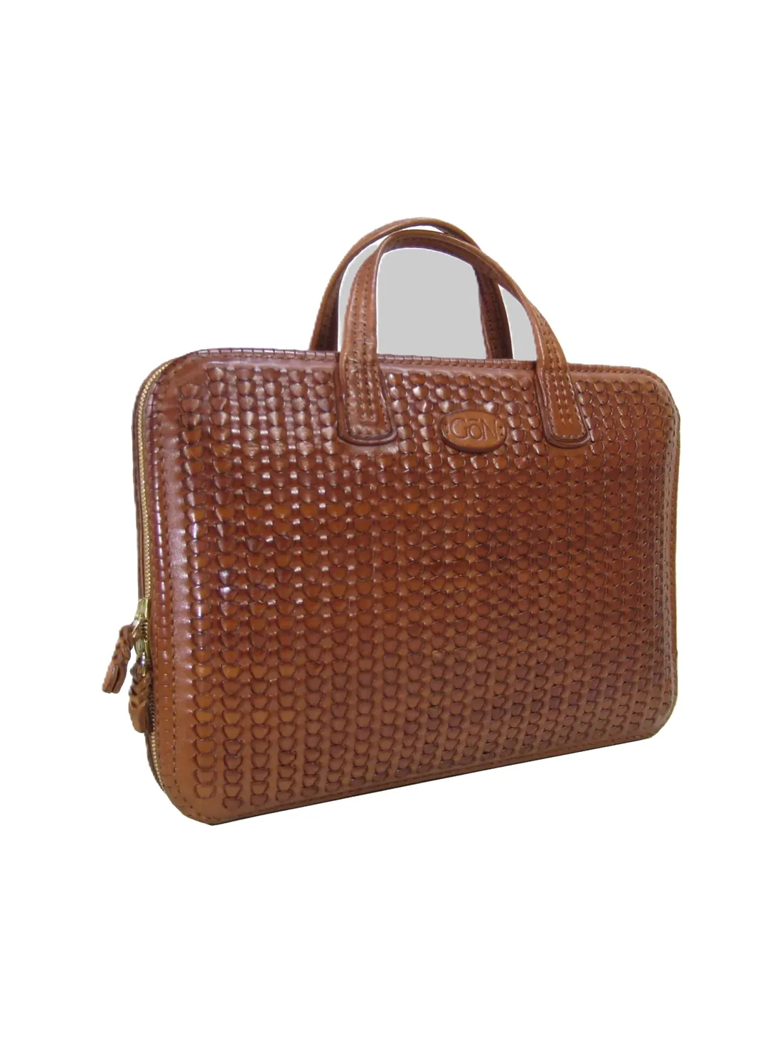 GÖN Detam briefcase in tan leather