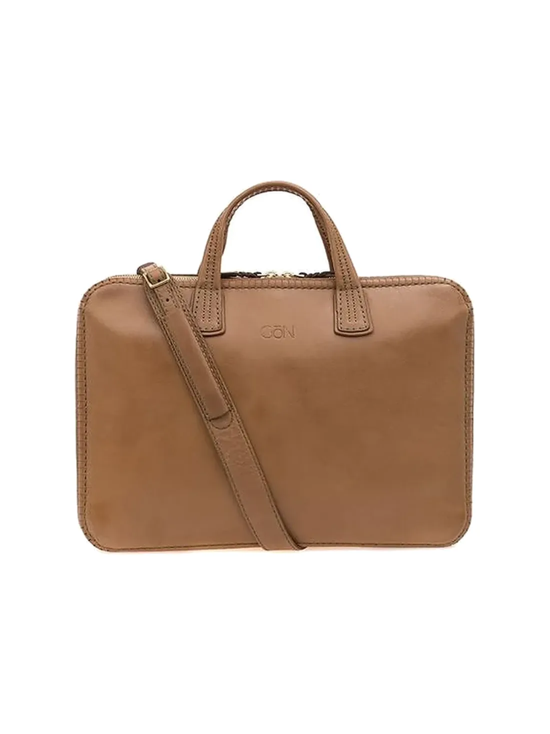 GÖN slim taupe leather briefcase