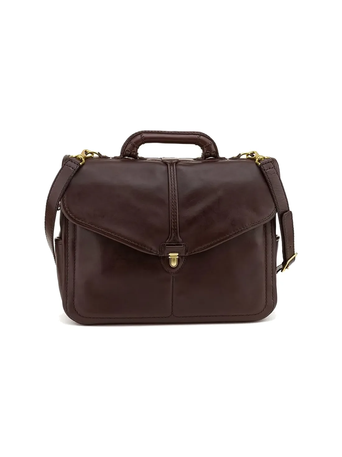 GÖN coffee flap-top leather satchel briefcase