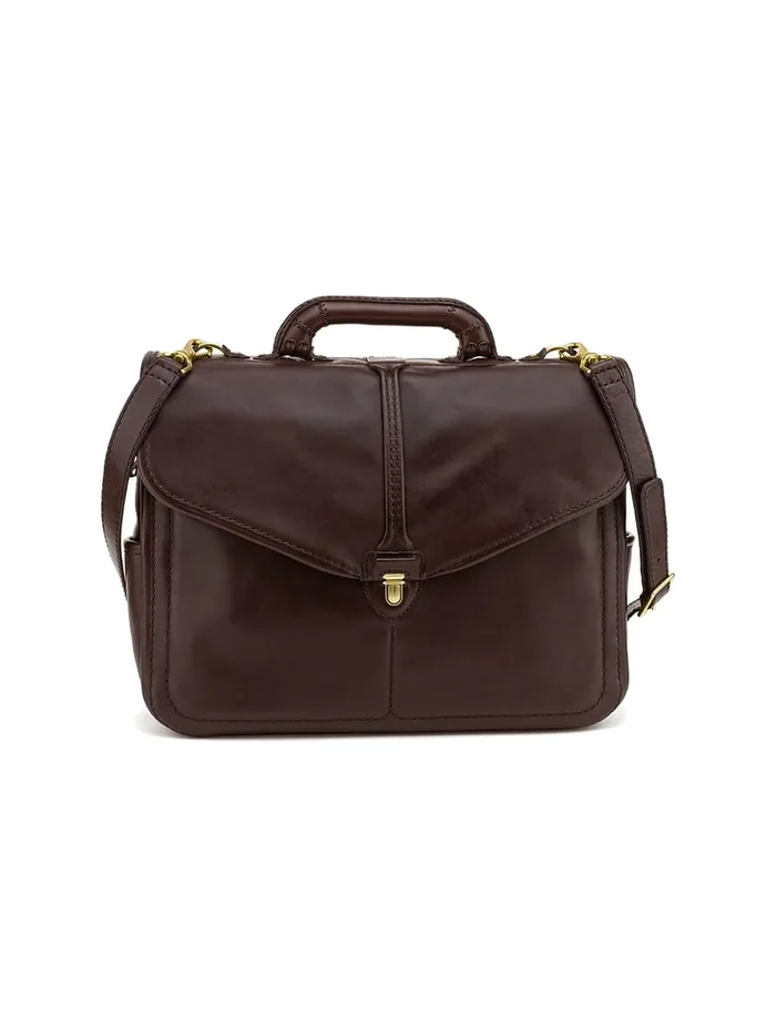 GÖN coffee flap-top leather satchel briefcase