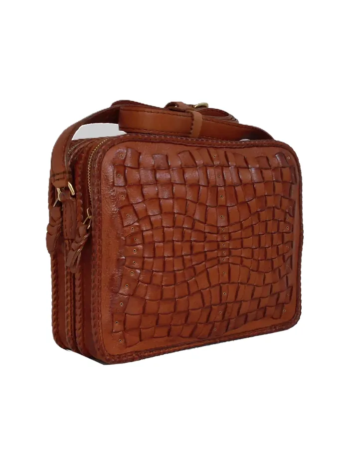 GÖN Fraktal crossbody bag in tan leather