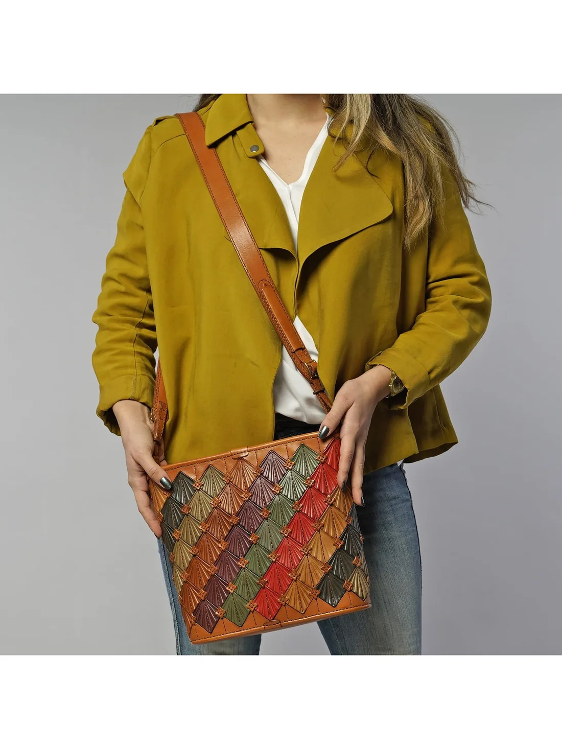 GÖN Handmade Kristal Multi Bucket Bag in Tan — view 5