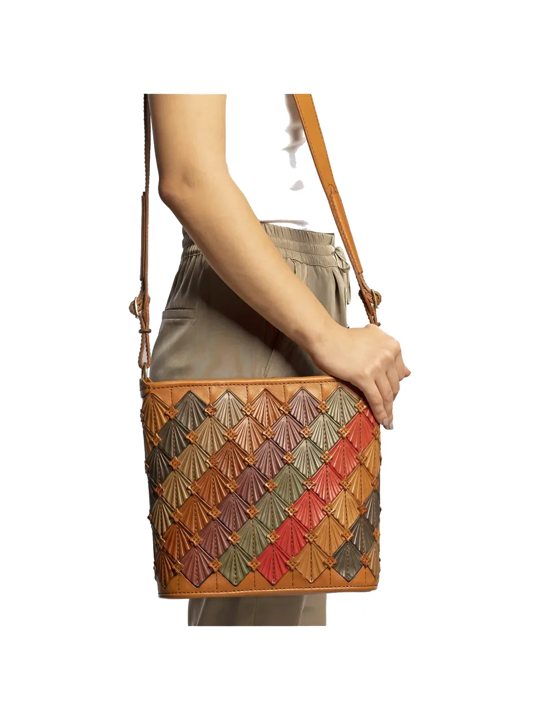 GÖN Handmade Kristal Multi Bucket Bag in Tan — view 6