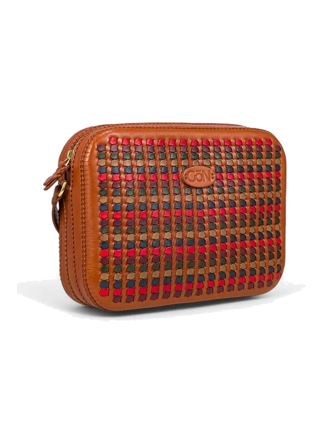 GÖN Handmade Woven Camera Bag in Tan Multi — view 2