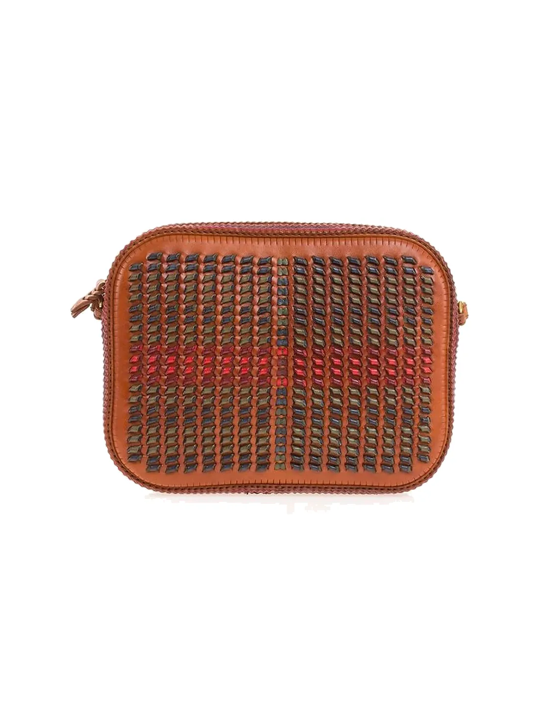 GÖN Handmade Checkweave Camera Bag in Tan Multi — view 2