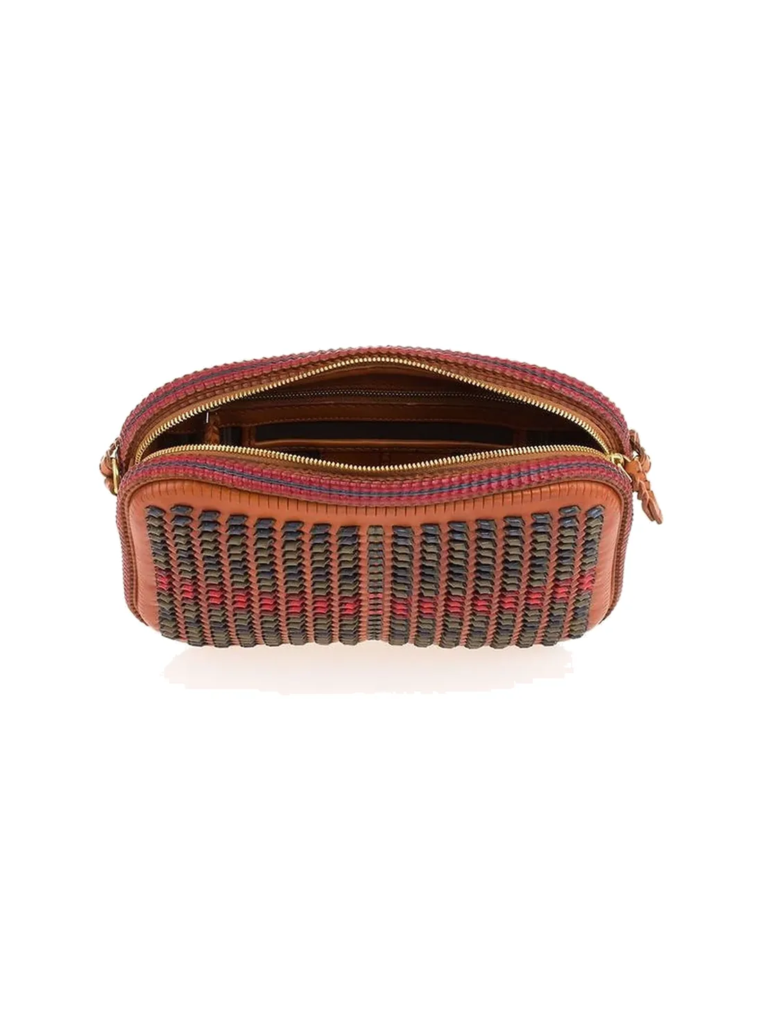 GÖN Handmade Checkweave Camera Bag in Tan Multi — view 5