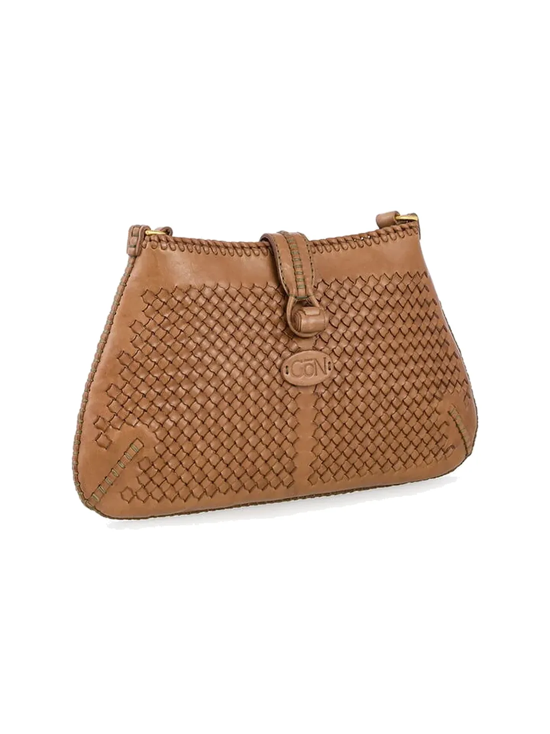 GÖN Handmade Slim Woven Flap Crossbody in Camel — view 2