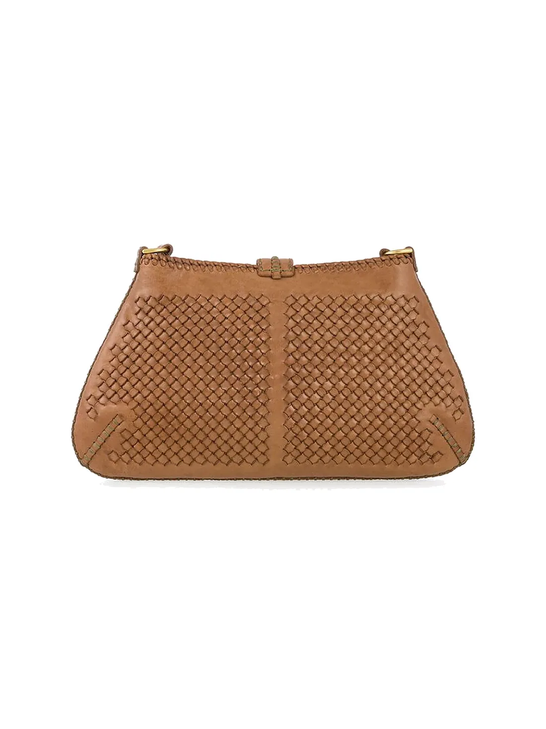 GÖN Handmade Slim Woven Flap Crossbody in Camel — view 3