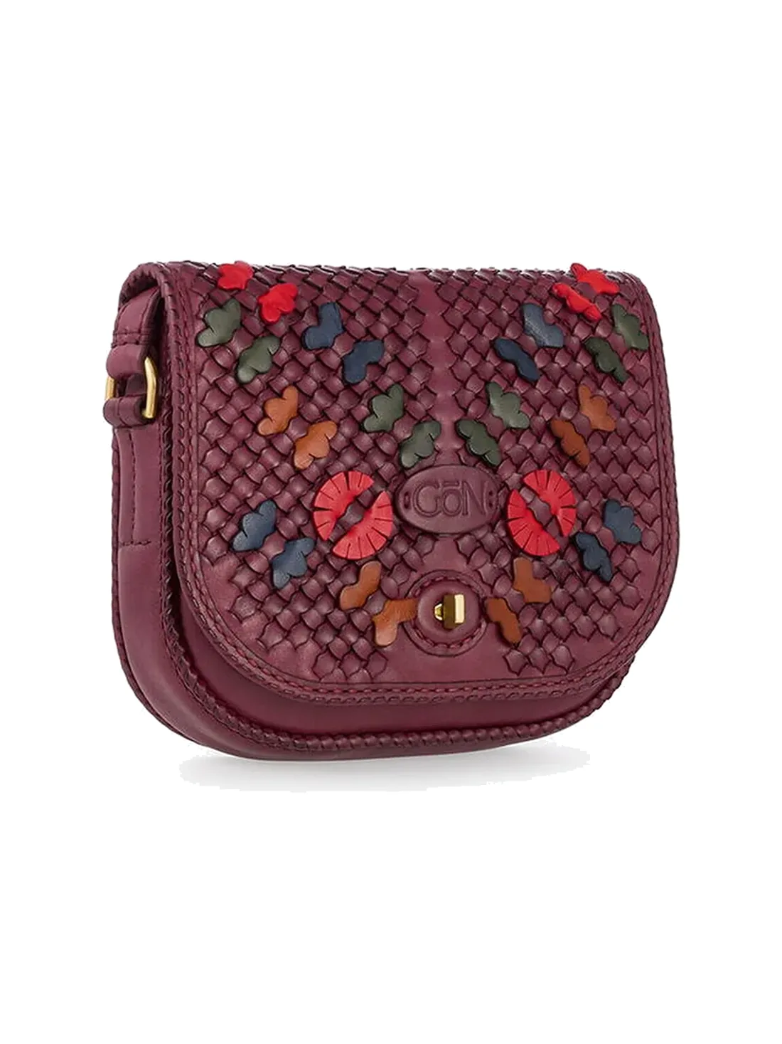 GÖN Handmade Saddle Flap Crossbody in Plum Multi — view 2