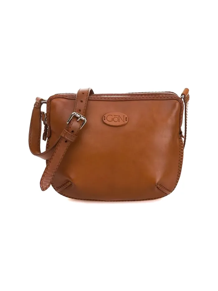 GÖN tan smooth leather dome crossbody bag