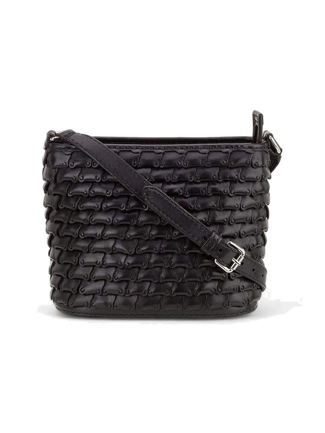 GÖN black mini hand-woven leather crossbody bag