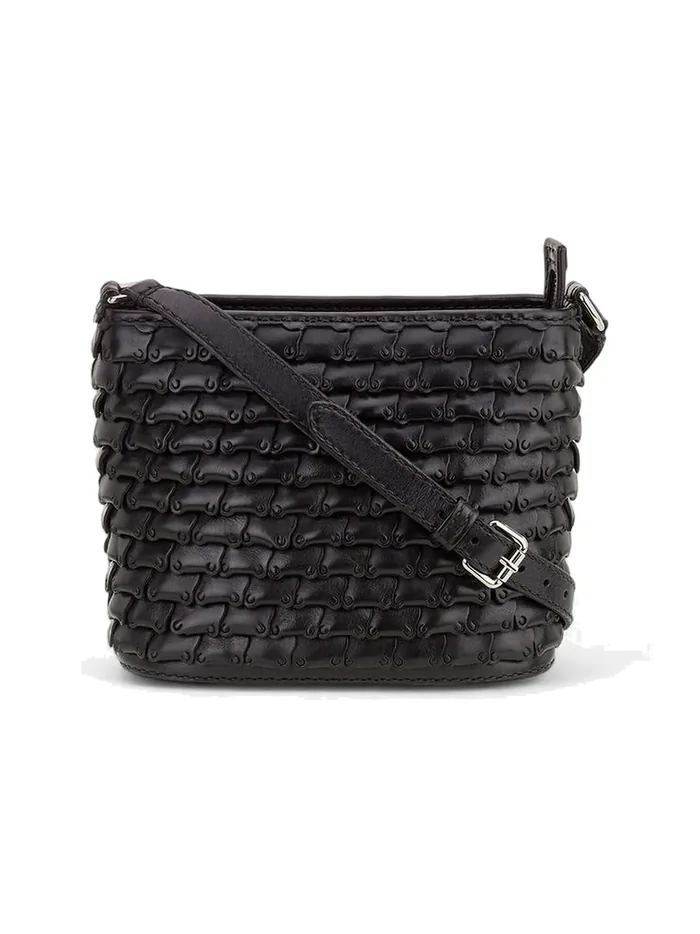 GÖN black mini hand-woven leather crossbody bag