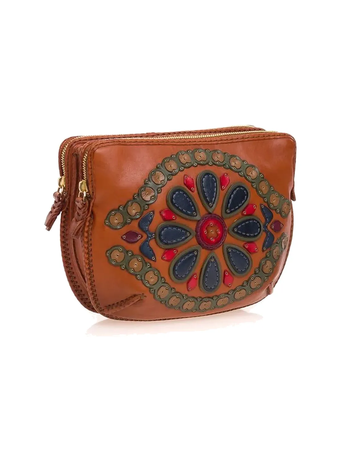 GÖN Handmade Medallion Crossbody Bag in Tan Multi — view 2