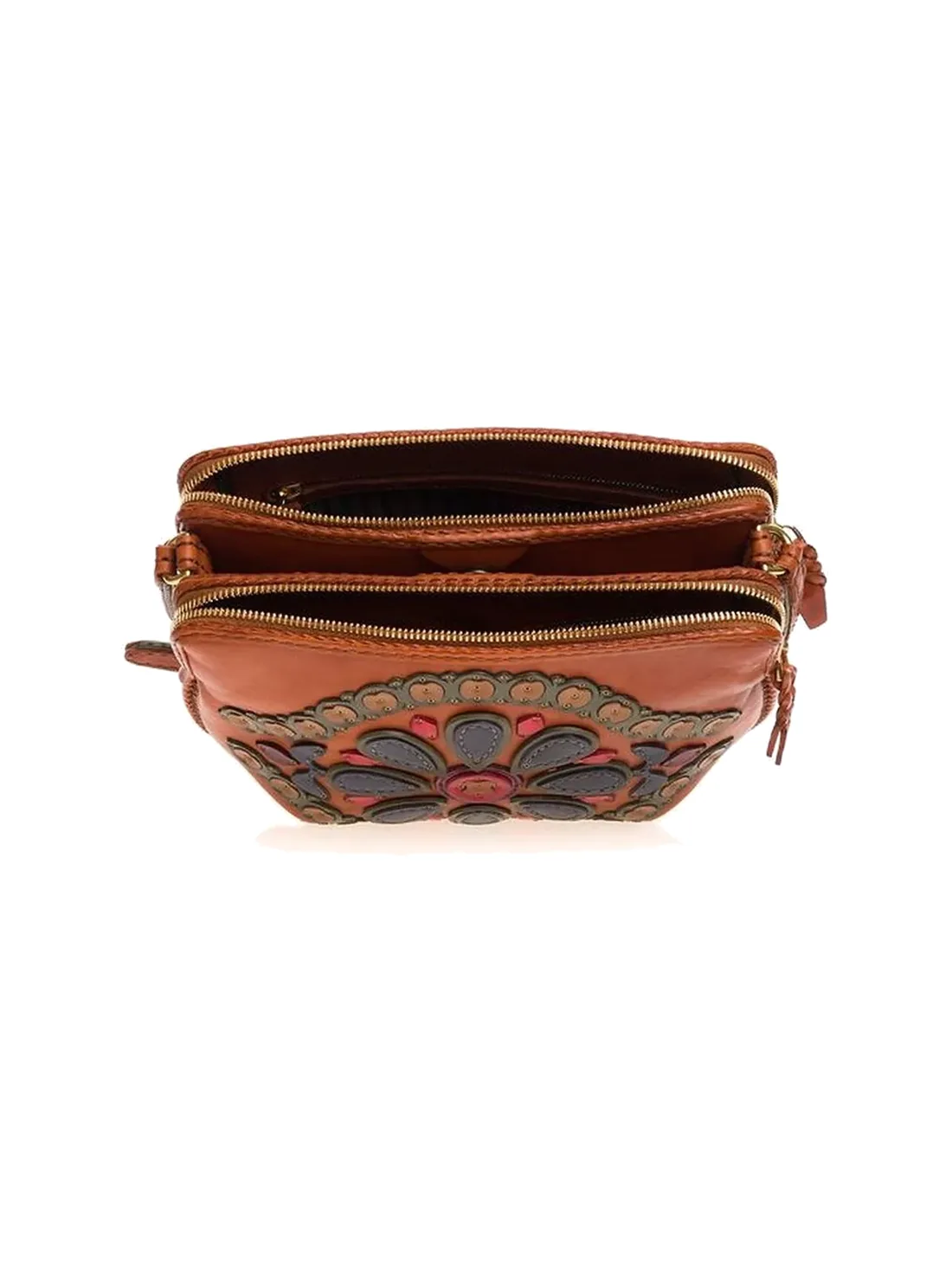 GÖN Handmade Medallion Crossbody Bag in Tan Multi — view 4