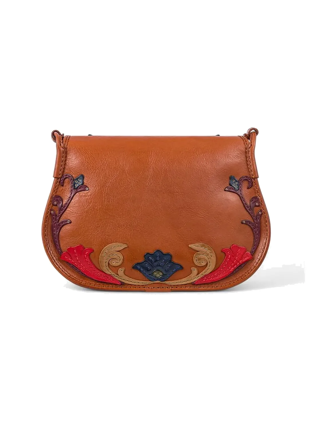 GÖN Handmade Vine Appliqué Saddle Bag in Tan Multi — view 3