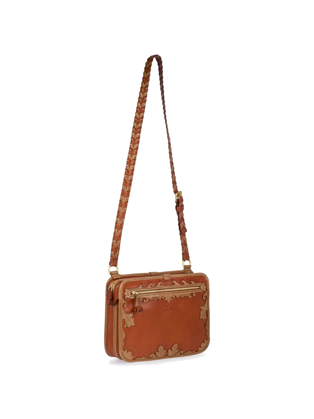 GÖN Handmade Braided-Strap Camera Bag in Tan-Black — view 2
