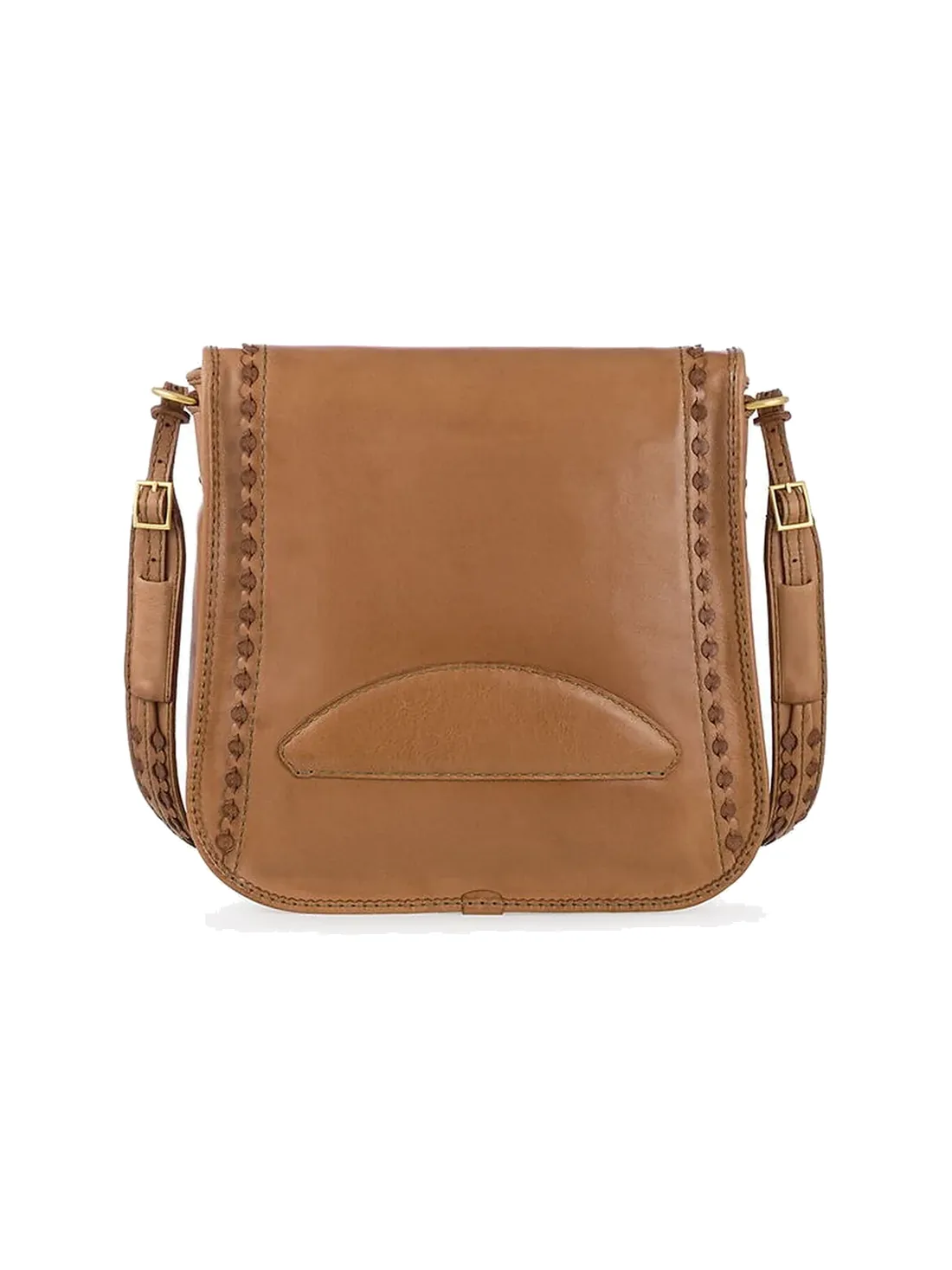 GÖN Handmade Whipstitch Messenger Bag in Camel — view 3