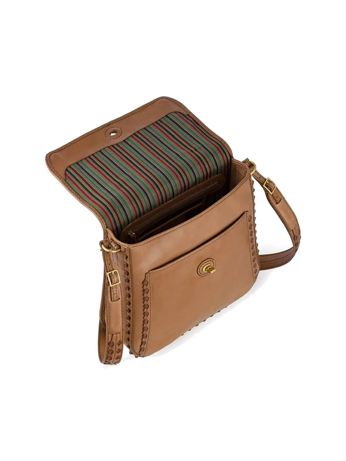 GÖN Handmade Whipstitch Messenger Bag in Camel — view 4