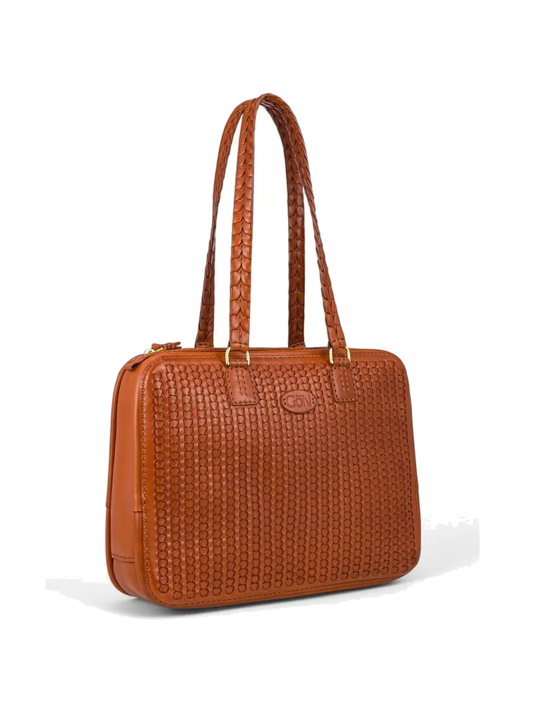 GÖN Handmade Woven Shoulder Tote in Tan — view 2