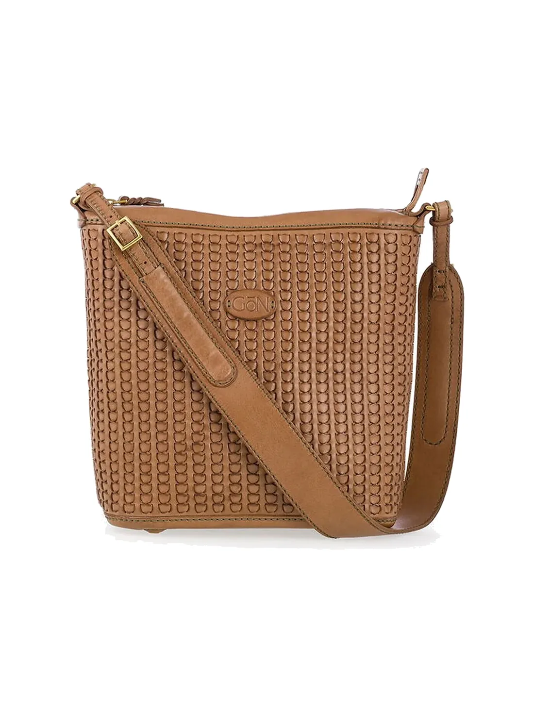 GÖN camel soft hand-woven leather shoulder bag