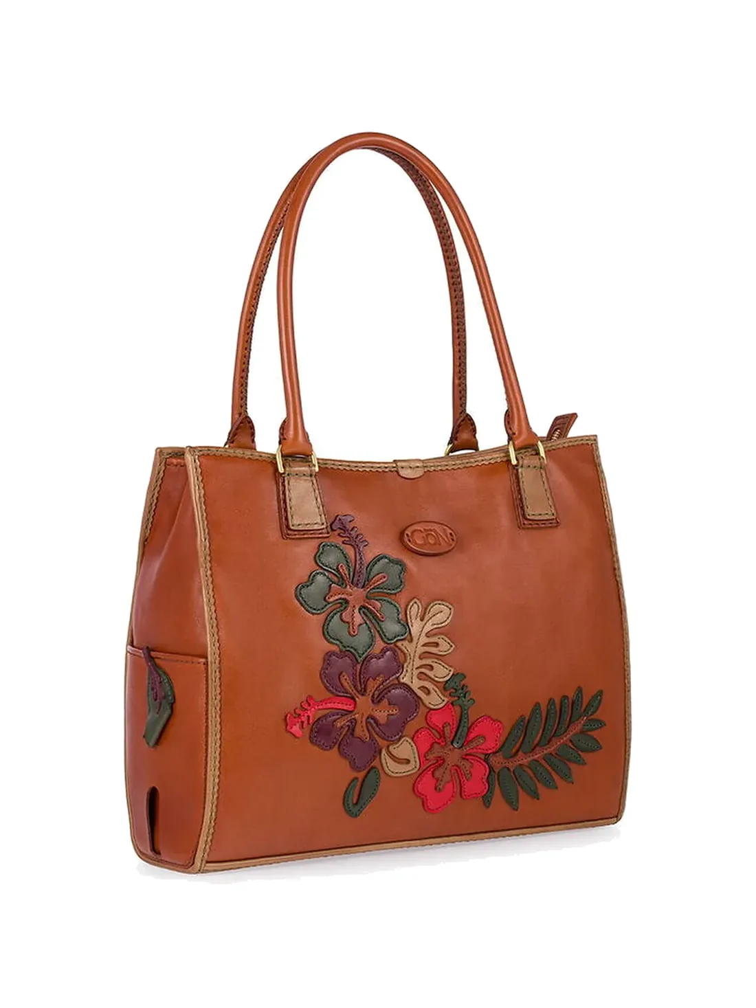GÖN Handmade Garden Appliqué Tote in Tan Multi — view 2