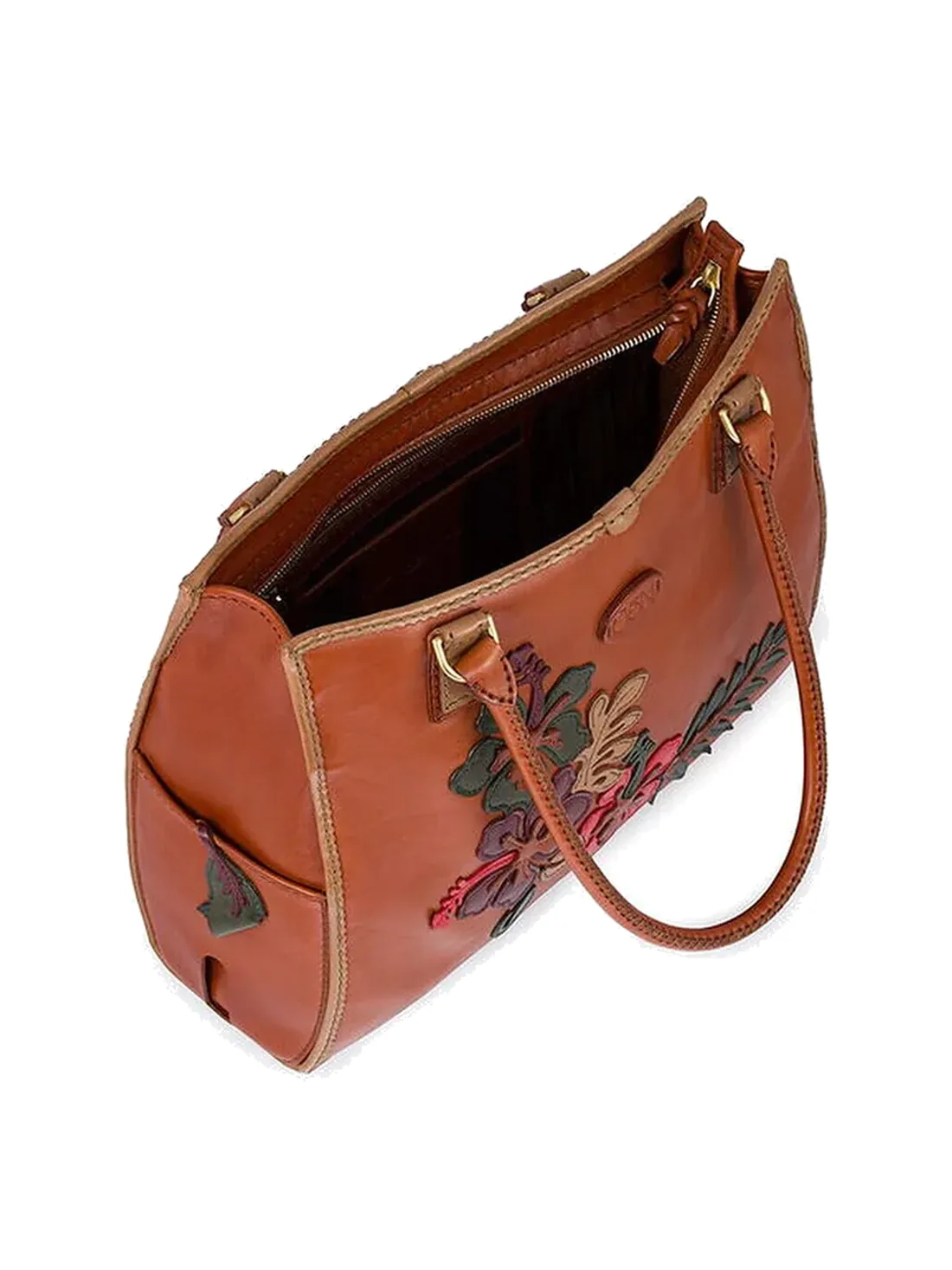 GÖN Handmade Garden Appliqué Tote in Tan Multi — view 4