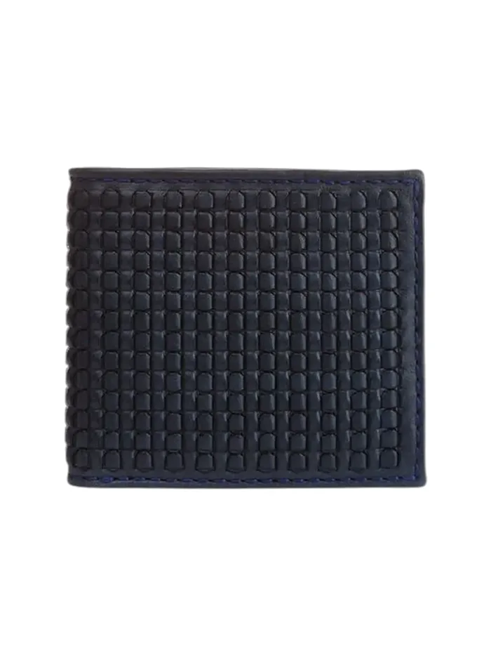 GÖN navy hand-woven leather men’s bifold wallet