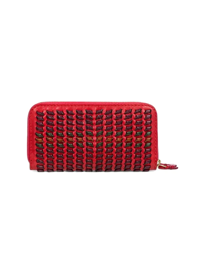 GÖN multicolor woven leather zip wallet
