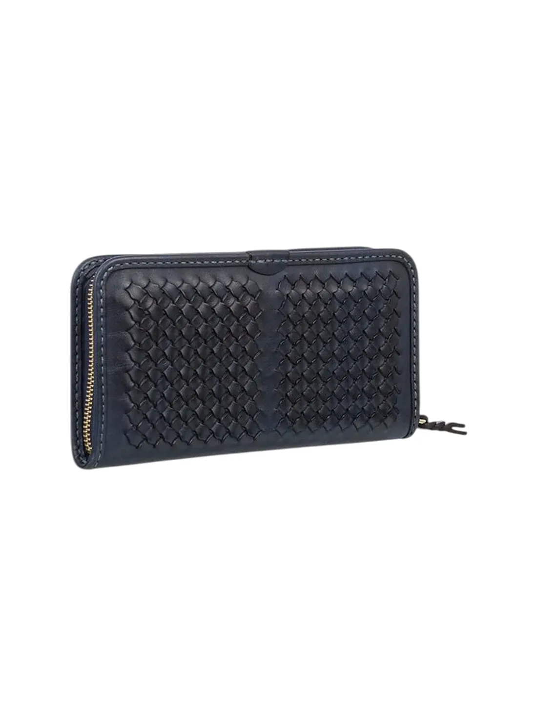 GÖN Handmade Woven Continental Wallet in Navy — view 2