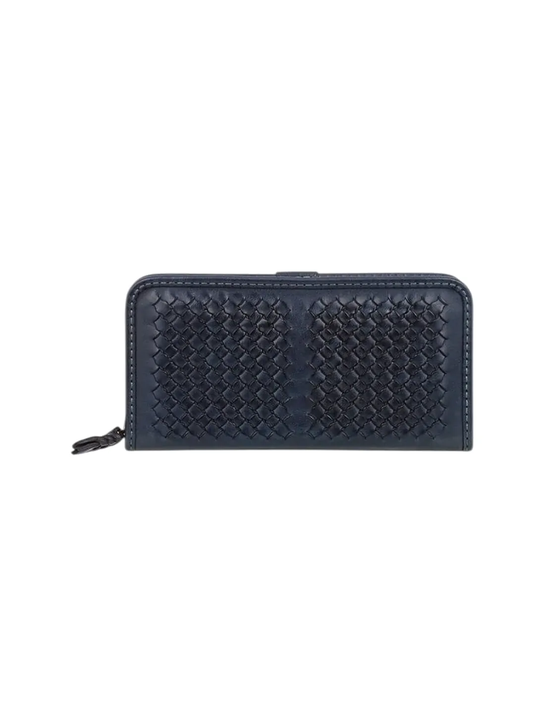GÖN Handmade Woven Continental Wallet in Navy — view 3