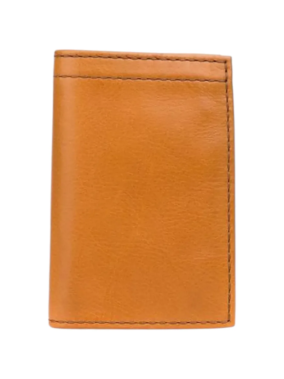 GÖN tan vertical leather men’s wallet with whipstitched edge