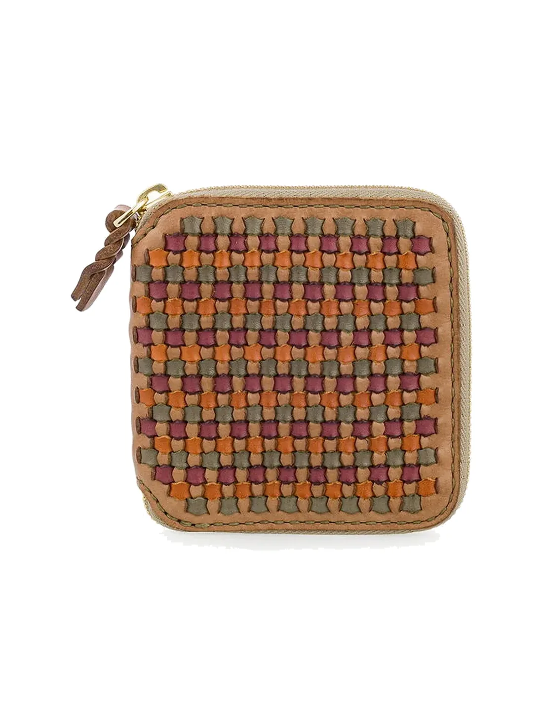 GÖN gray multicolor small woven leather square wallet