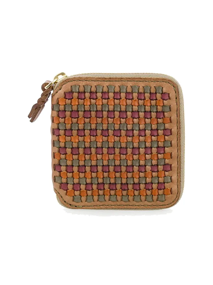 GÖN gray multicolor small woven leather square wallet