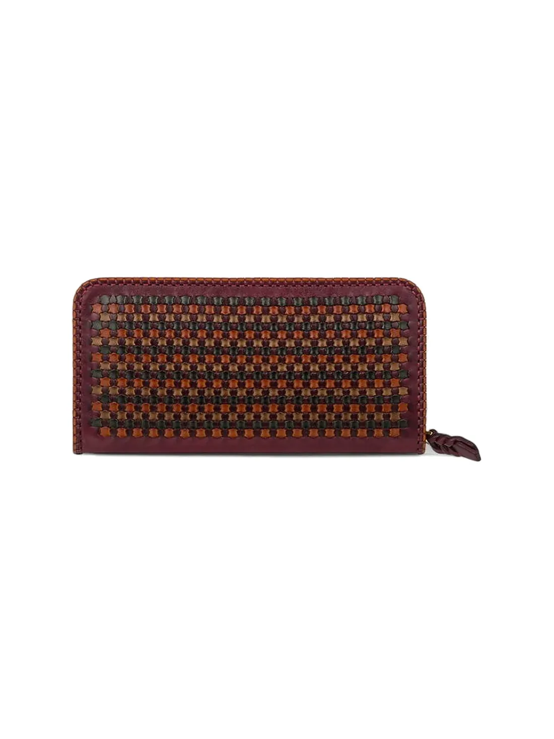 GÖN plum multicolor two-tone woven leather long wallet