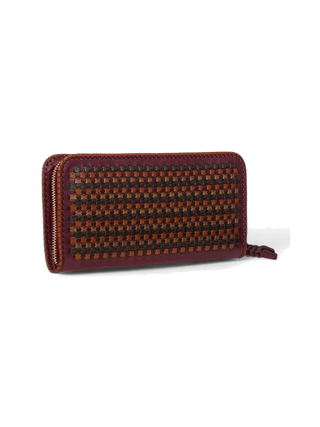 GÖN Handmade Two-Tone Woven Wallet in Plum Multi — view 2