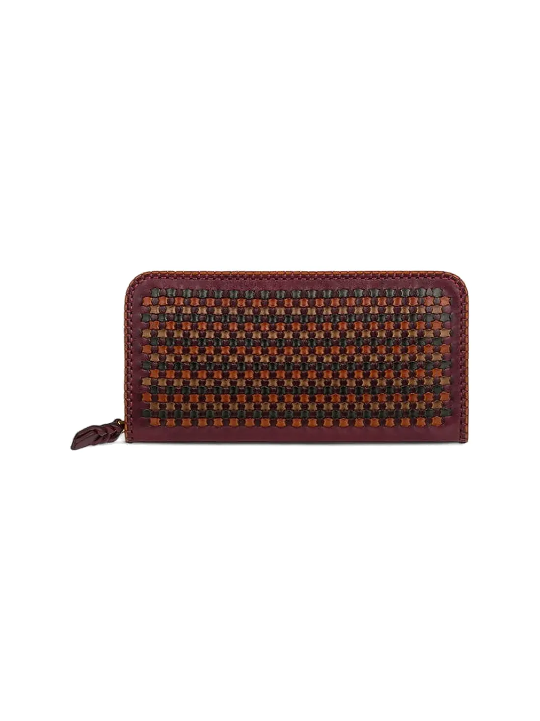 GÖN Handmade Two-Tone Woven Wallet in Plum Multi — view 3