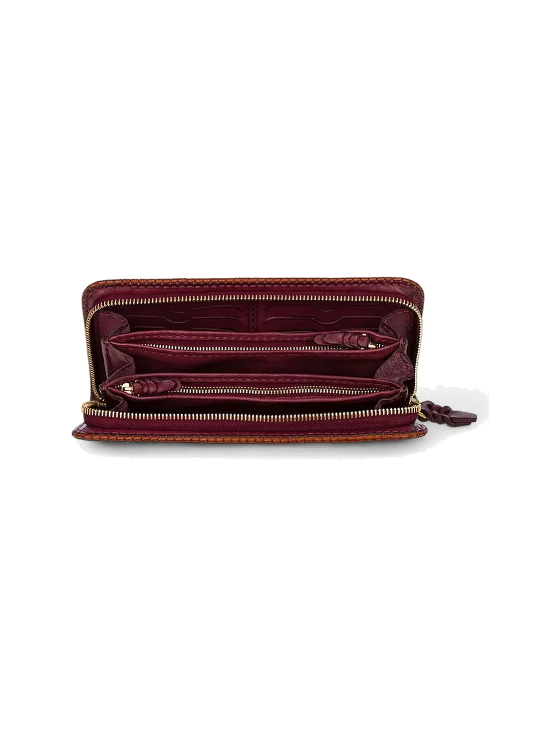 GÖN Handmade Two-Tone Woven Wallet in Plum Multi — view 4